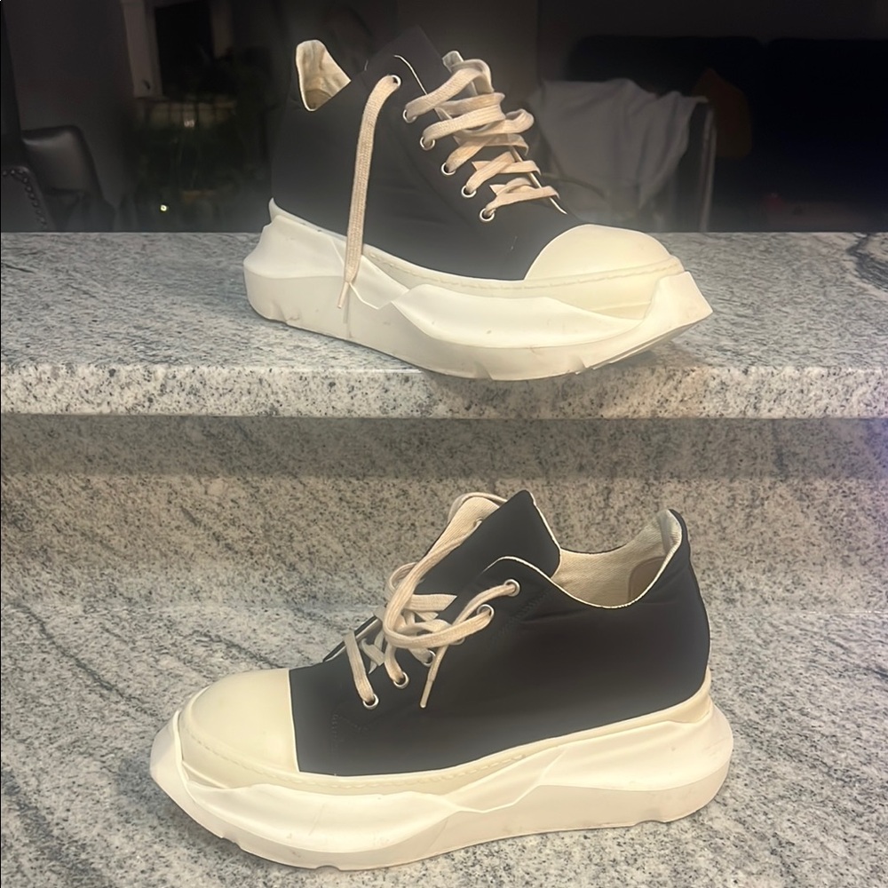 Rick Owens Black and White Hollywood Abstract sneaker